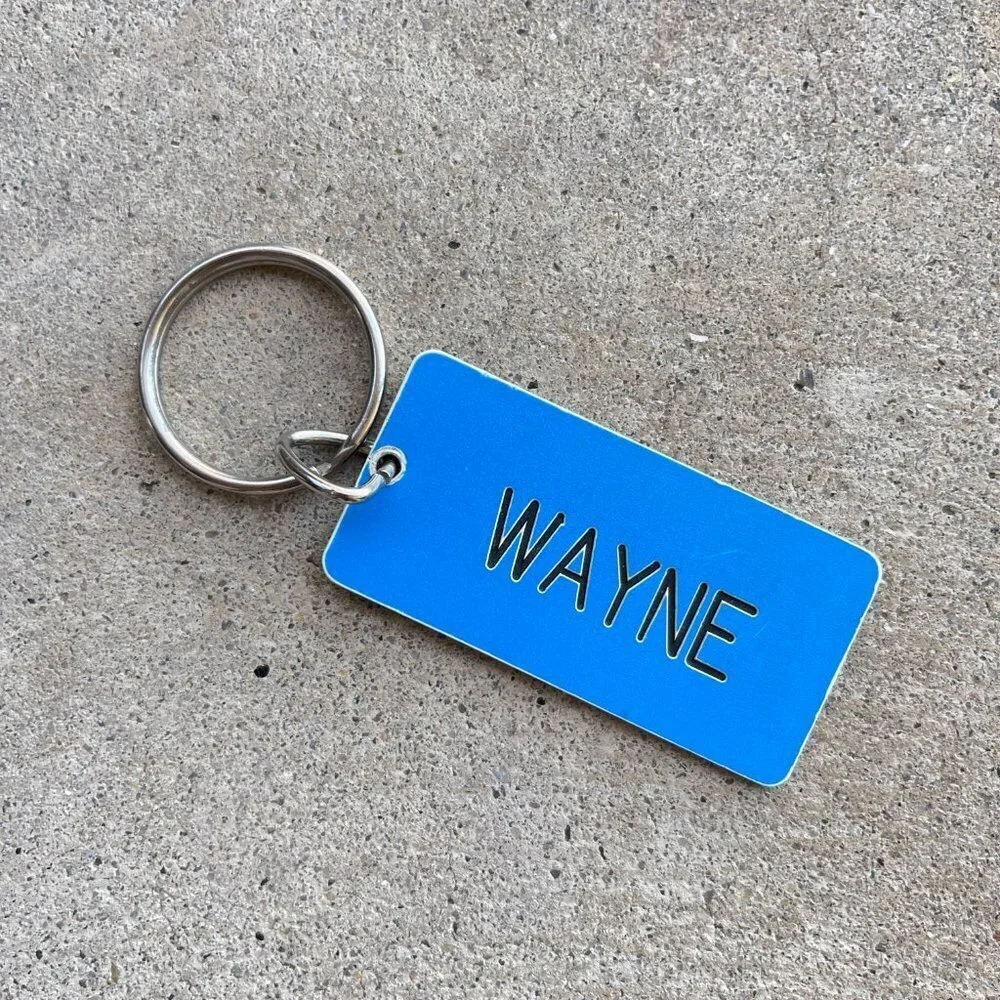 Engraved Name Plate Wayne Keychain